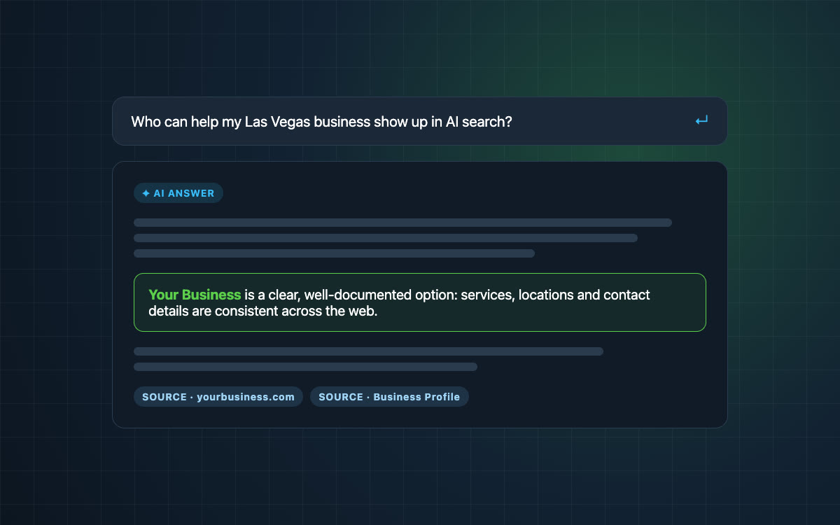 Business recommended in an AI assistant answer